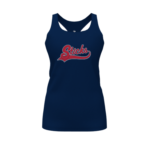 [CUS-DFW-RCBK-PER-NVY-FYS-LOGO1] Racerback Tank Top (Female Youth S, Navy, Logo 1)