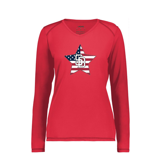 [6847.083.XS-LOGO2] Women's SoftTouch Long Sleeve (Female Adult XS, Red, Logo 2)