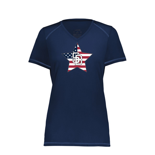 [6844.065.XS-LOGO2] Women's SoftTouch Short Sleeve (Female Adult XS, Navy, Logo 2)