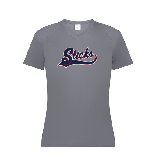 [2792.059.XS-LOGO3] Ladies Smooth Sport V-Neck T-Shirt (Female Adult XS, Gray, Logo 3)