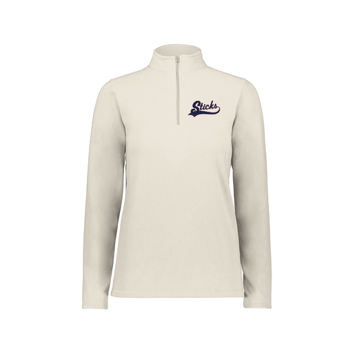 [6864.53T.XS-LOGO3] Ladies MicroFleece 1/4 Zip Pullover (Female Adult XS, White, Logo 3)