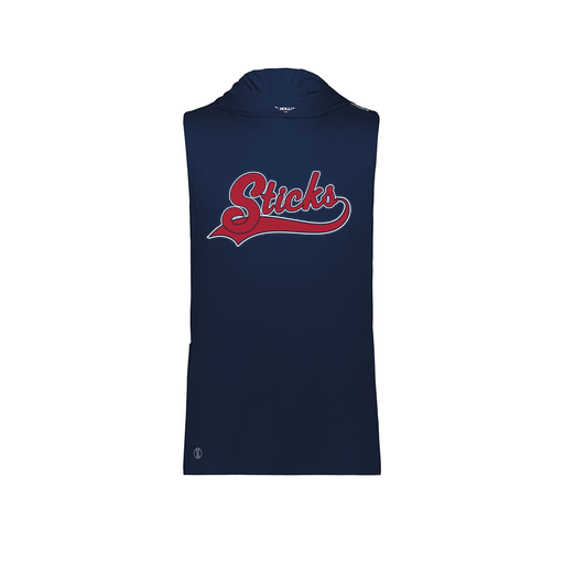 [222590.065.XS-LOGO1] Men's CoolDry Sleeveless Hoodie (Adult XS, Navy, Logo 1)
