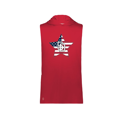 [222590.083.XS-LOGO2] Men's CoolDry Sleeveless Hoodie (Adult XS, Red, Logo 2)