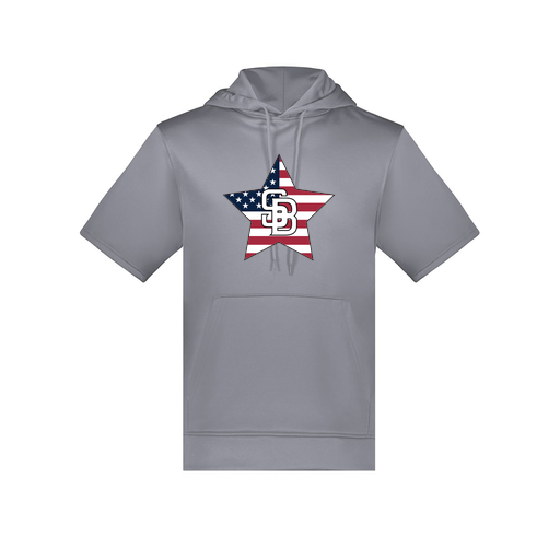 [6871.059.S-LOGO2] Men's Dri Fit Short Sleeve Hoodie (Adult S, Gray, Logo 2)