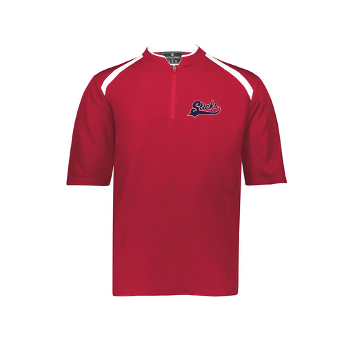 [229581-AS-RED-LOGO3] Men's Dugout Short Sleeve Pullover (Adult S, Red, Logo 3)
