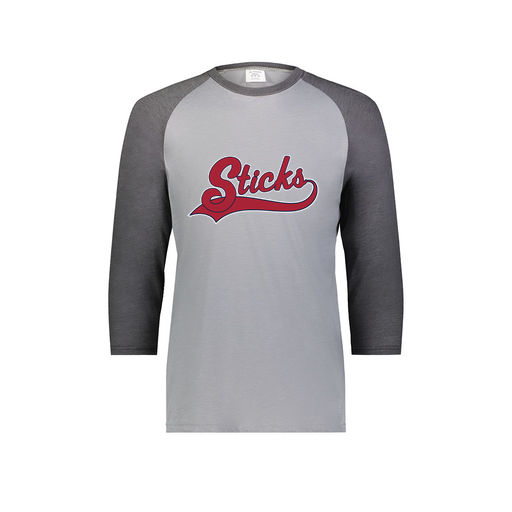 [6879.30V.S-LOGO1] Men's Vintage 3/4 Sleeve T-Shirt (Adult S, Gray, Logo 1)