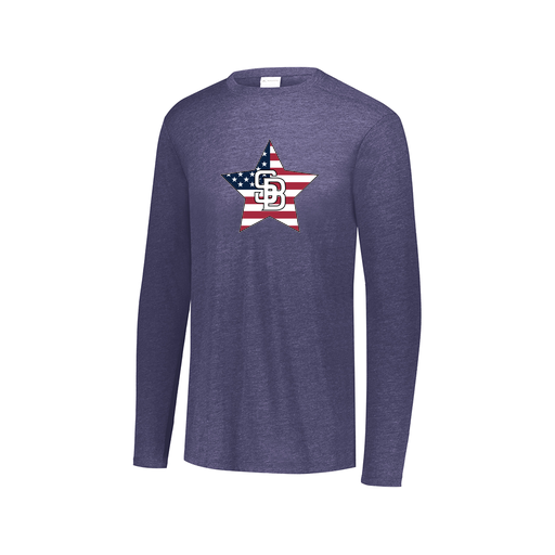 [FTLCUBNV-AXS-LOGO2] Decker Men's Tri-Blend T-Shirt - Long Sleeve (Adult XS, Navy, Logo 2)