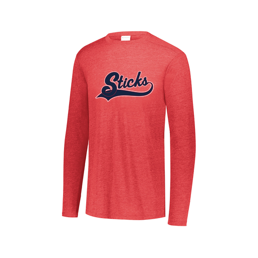 [FTLCUBRD-AXS-LOGO3] Decker Men's Tri-Blend T-Shirt - Long Sleeve (Adult XS, Red, Logo 3)