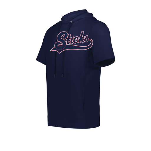 [222505.065.S-LOGO3] Men's Venturs Soft Knit Short Sleeve Hoodie (Adult S, Navy, Logo 3)