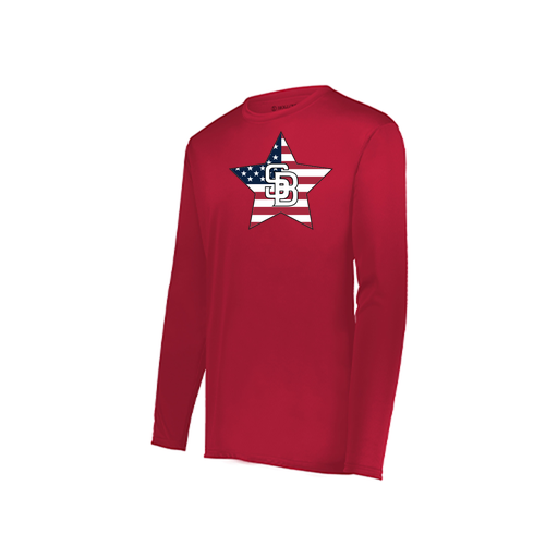 [222823.083.S-LOGO2] Youth LS Smooth Sport Shirt (Youth S, Red, Logo 2)
