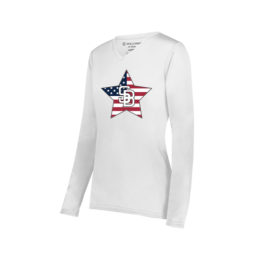 [222824.005.S-LOGO2] Ladies LS Smooth Sport Shirt (Female Adult S, White, Logo 2)