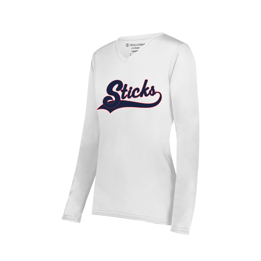 [222824.005.S-LOGO3] Ladies LS Smooth Sport Shirt (Female Adult S, White, Logo 3)