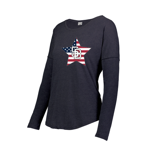 [FTLCUBNV-FAS-LOGO2] Decker Women's Tri-Blend T-Shirt - Long Sleeve (Female Adult S, Navy, Logo 2)